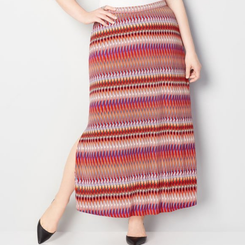 NWOT Colorful Ikat Print Maxi Skirt